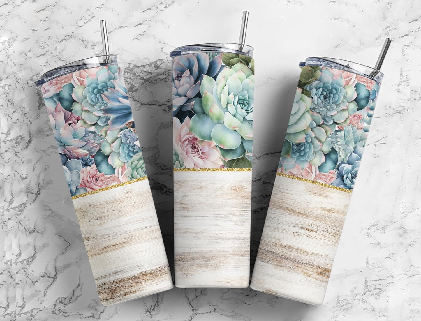 Rustic Succulent  20oz Sublimation Tumbler Designs, 9.2 x 8.3” Straight Skinny Tumbler Wrap PNG