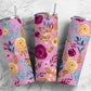 Colorful floral 20oz Sublimation Tumbler Designs, Purple and pink 9.2 x 8.3” Straight Skinny Tumbler Wrap PNG