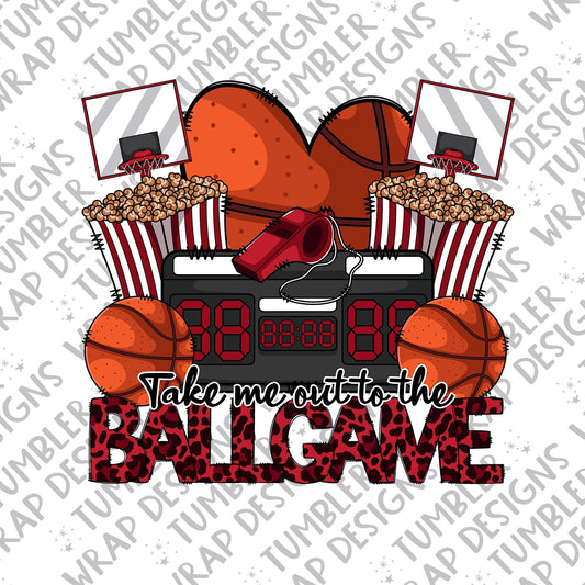 Take me out to the ballgame Sublimation PNG Design, Basketball leopard print Digital Download PNG File, Commercial Use