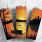 River sunset 20oz Sublimation Tumbler Designs, canoe boat 9.2 x 8.3” Straight Skinny Tumbler Wrap PNG