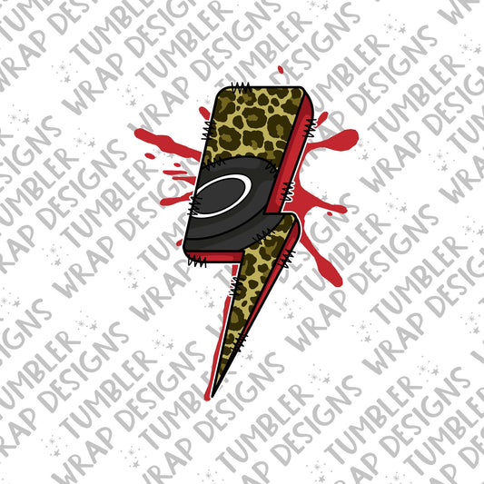 Hockey puck Sublimation PNG Design, Leopard print lightning bolt Digital Download PNG File, Commercial Use