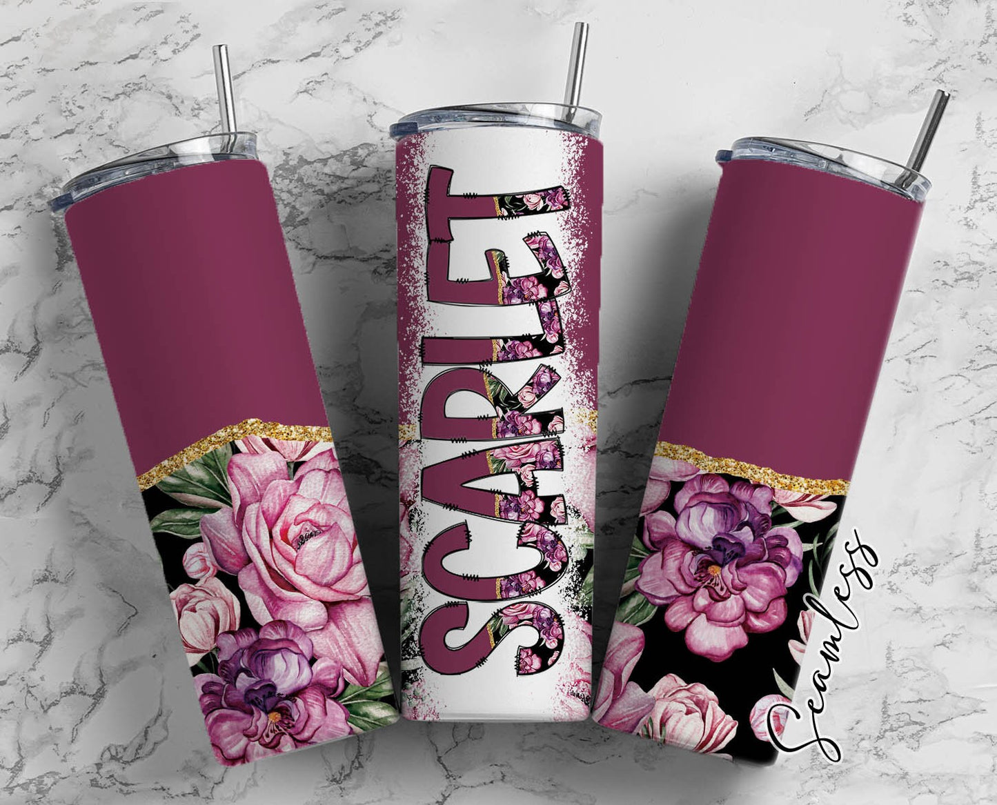 Purple Flower Tumbler Wrap with Matching Doodle Letter Alphabet PNG, Aesthetic Add your Own name 20oz Tumbler, Alpha Set PNG 152