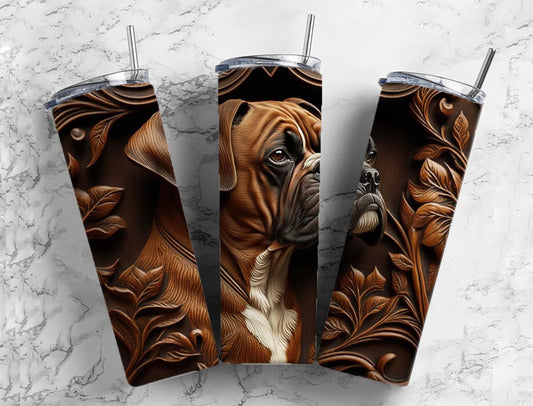 Tooled leather boxer 20oz Sublimation Tumbler Designs, Engraved leather 9.2 x 8.3” Straight Skinny Tumbler Wrap PNG