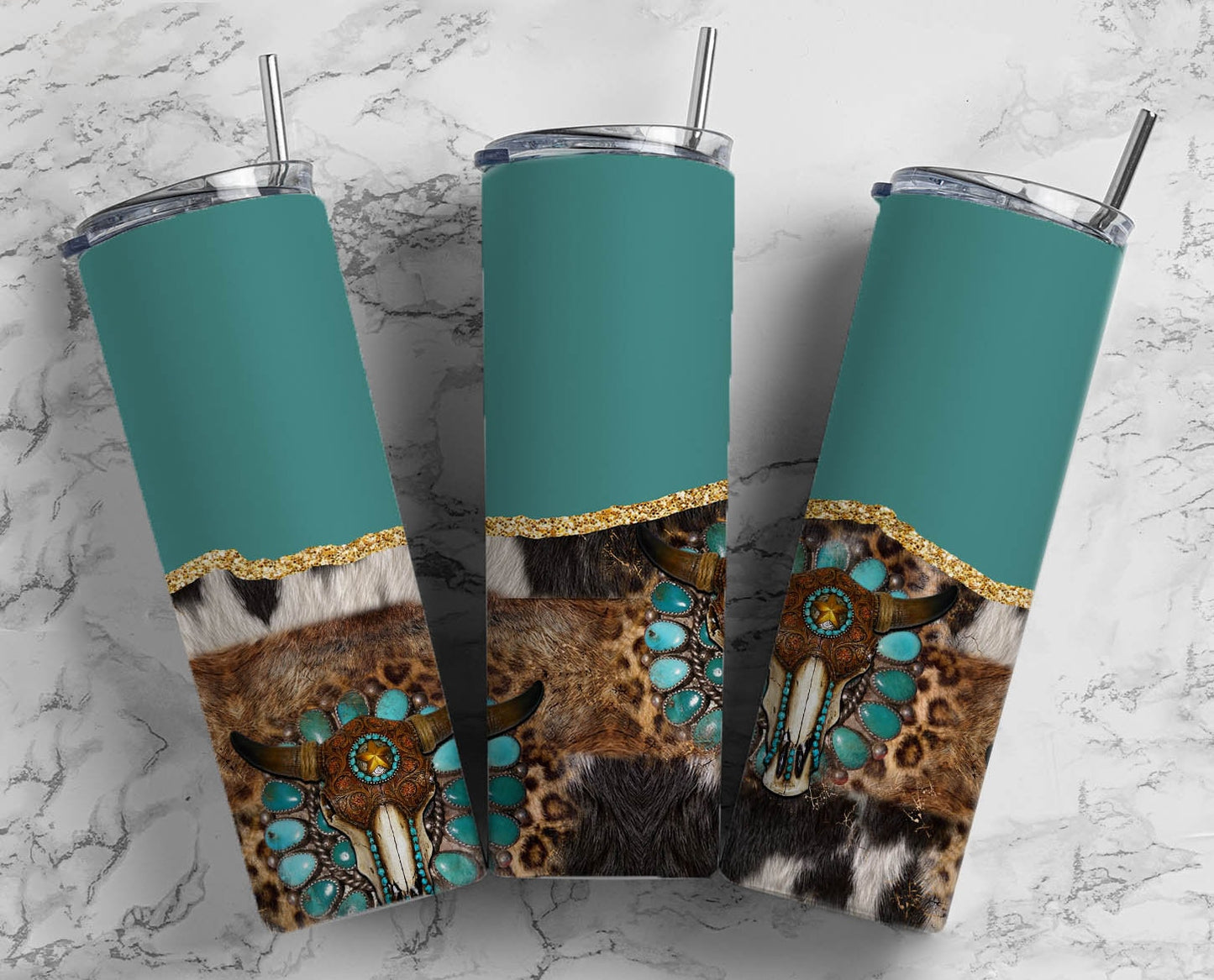 Country Agate 20oz Sublimation Tumbler Designs, Green Gold Teal 9.2 x 8.3” Straight Skinny Tumbler Wrap 10