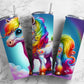 Cartoon horse 20oz Sublimation Tumbler Designs, Rainbow pony 9.2 x 8.3” Straight Skinny Tumbler Wrap PNG