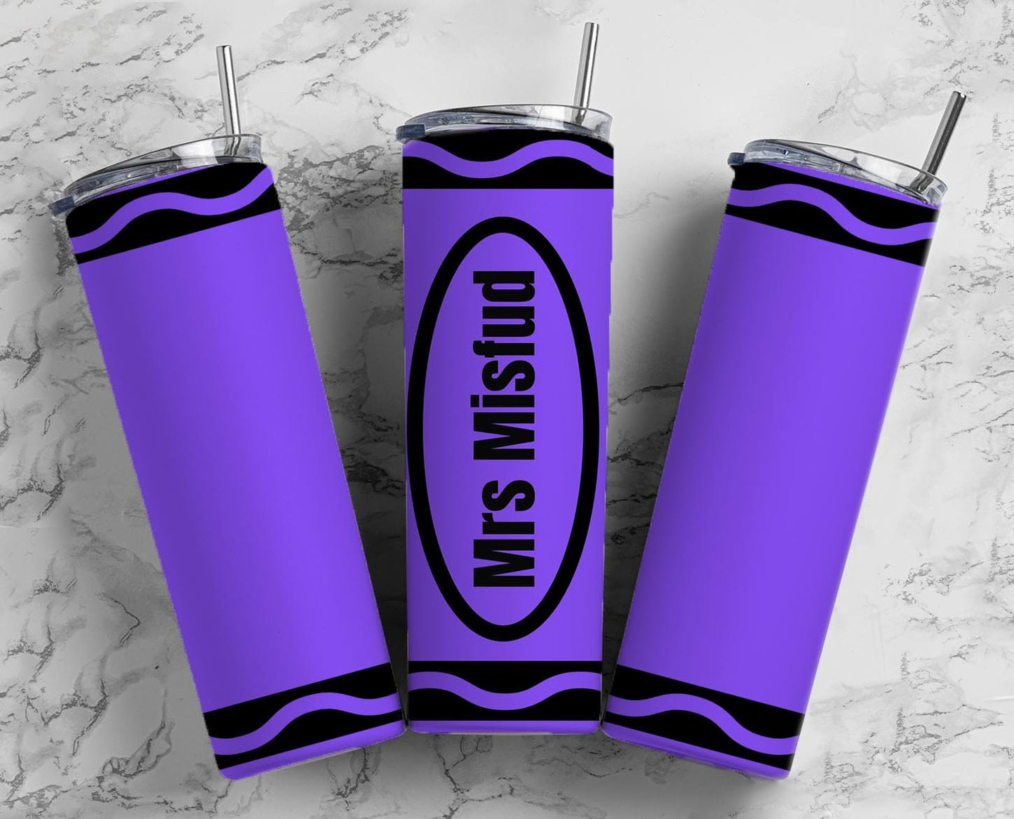 Purple Crayon 20oz Sublimation Tumbler Designs, Add name Teacher Gift 9.2 x 8.3” Straight Skinny Tumbler Wrap PNG 92