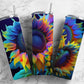 Rainbow sunflower 20oz Sublimation Tumbler Designs, Sunflower floral 9.2 x 8.3” Straight Skinny Tumbler Wrap PNG