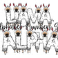 Llama Doodle Letters Alphabet with Uppercase and Numbers PNG, Alphabet PNG Digital Download PNG