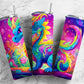 Colorful dragon 20oz Sublimation Tumbler Designs, rainbow cartoon 9.2 x 8.3” Straight Skinny Tumbler Wrap PNG