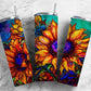 Colorful sunflower 20oz Sublimation Tumbler Designs, Floral botanical 9.2 x 8.3” Straight Skinny Tumbler Wrap PNG