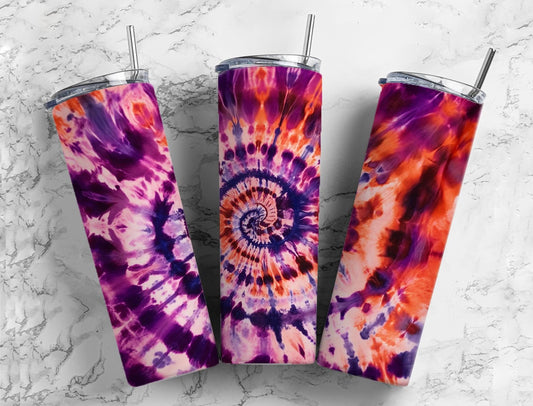 Tie dye spiral 20oz Sublimation Tumbler Designs, Pink and purple swirl 9.2 x 8.3” Straight Skinny Tumbler Wrap PNG