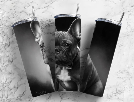 Pug Dog 20oz Sublimation Tumbler Designs, Charcoal Painting 9.2 x 8.3” Straight Skinny Tumbler, Tumbler Wrap PNG