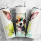 Chihuahua 20oz Sublimation Tumbler Designs, Colorful dog 9.2 x 8.3” Straight Skinny Tumbler Wrap PNG