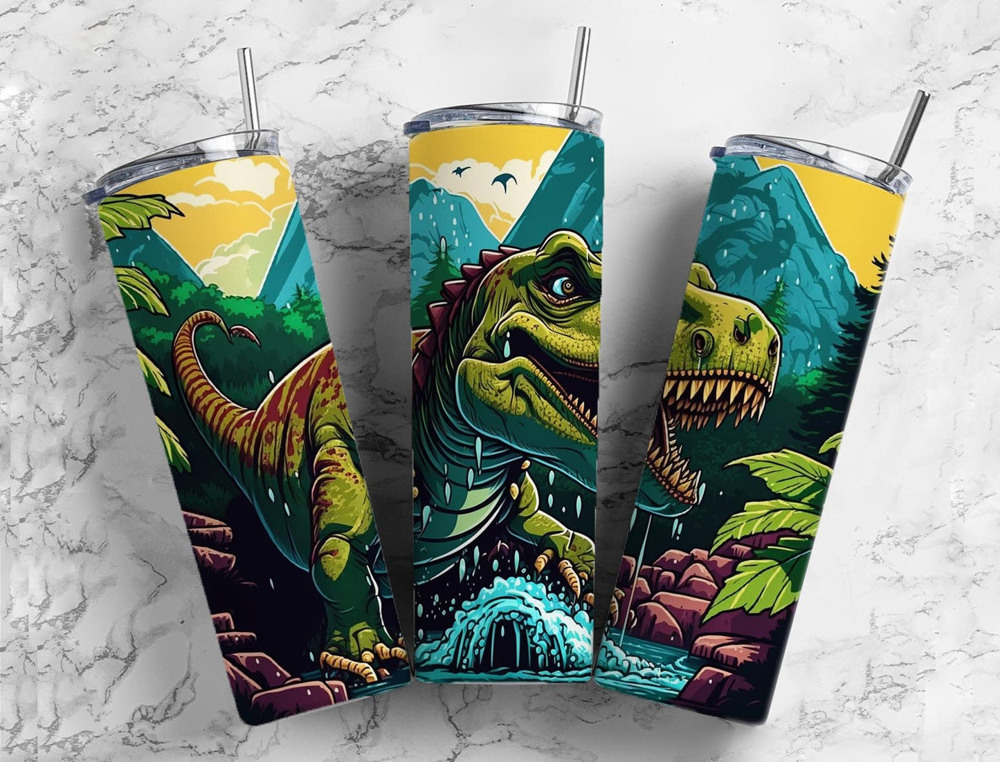 T-rex Dinosaur 20oz Sublimation Tumbler Designs, Kids Jurassic 9.2 x 8.3” Straight Skinny Tumbler Wrap PNG, Sublimation Design PNG