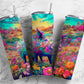 Colorful pig 20oz Sublimation Tumbler Designs, Floral landscape 9.2 x 8.3” Straight Skinny Tumbler Wrap PNG