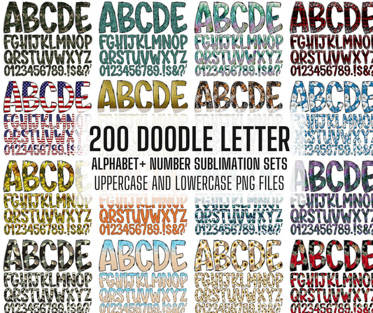 200+ MEGA BUNDLE - Doodle Letters! Uppercase & Lowercase, Entire Doodle Alphabet, Numbers, Individually Saved PNG, pack, Sublimation letters (2023-04-18 16.01.20)