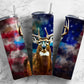 deer with antlers 20oz Sublimation Tumbler Designs, American flag 9.2 x 8.3” Straight Skinny Tumbler Wrap PNG