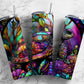 Stained glass sea turtle 20oz Sublimation Tumbler Designs, Rainbow neon 9.2 x 8.3” Straight Skinny Tumbler Wrap