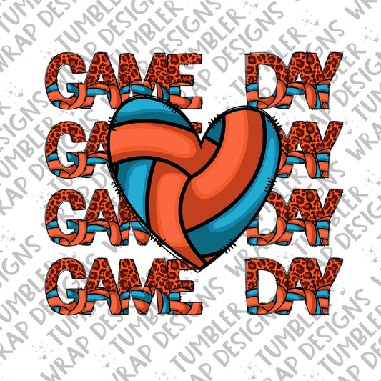 Game day Sublimation PNG Design, Love heart volley ball Digital Download PNG File, Commercial Use