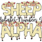 Sheep Doodle Letters Alphabet with Uppercase and Numbers PNG, Alphabet PNG Digital Download