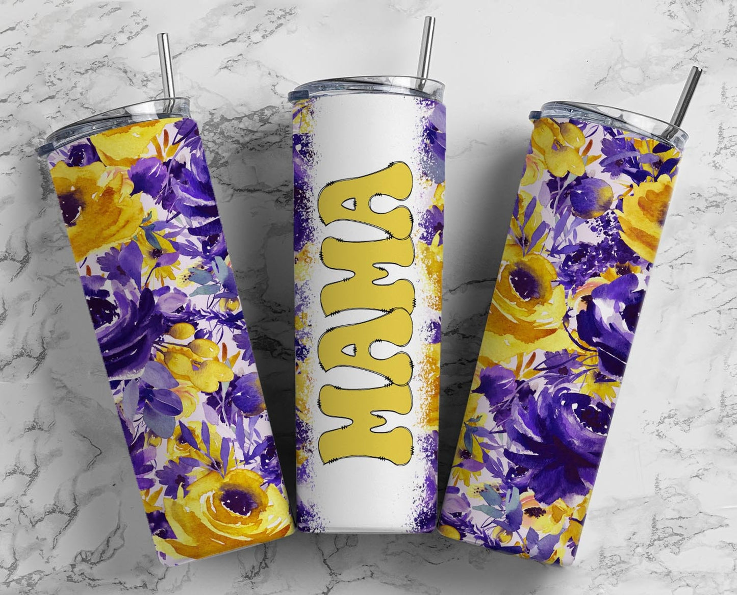 Purple yellow Flower 20oz Sublimation Tumbler Designs, Retro Mama 9.2 x 8.3” Straight Skinny Tumbler Wrap PNG, Mom Tumbler (2023-04-19 02.03.15)