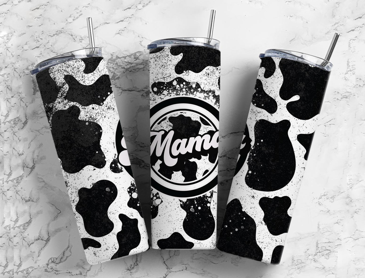 Cowhide Retro 20oz Sublimation Tumbler Designs, Mama Glitter 9.2 x 8.3” Straight Skinny Tumbler Wrap PNG, Sublimation Design PNG