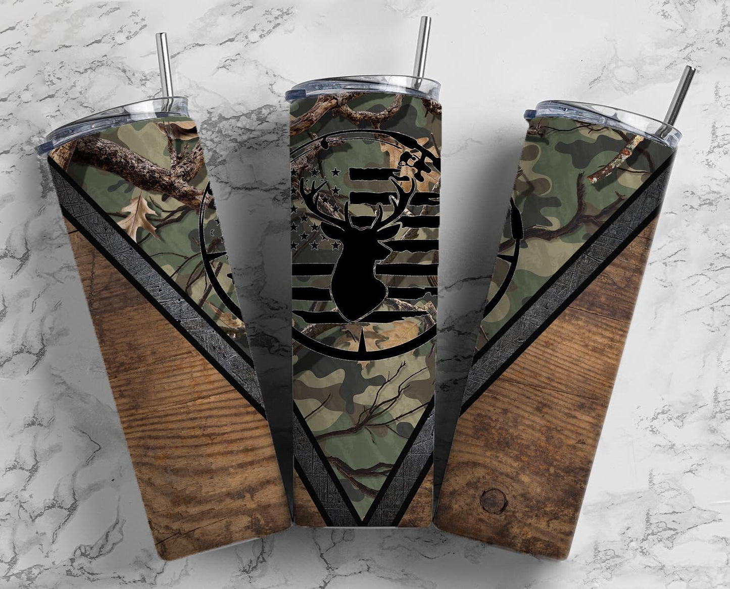 Camo Deer Hunting 20oz Sublimation Tumbler Designs, Woodgrain Man 9.2 x 8.3” Straight Skinny Tumbler Wrap PNG Fishing