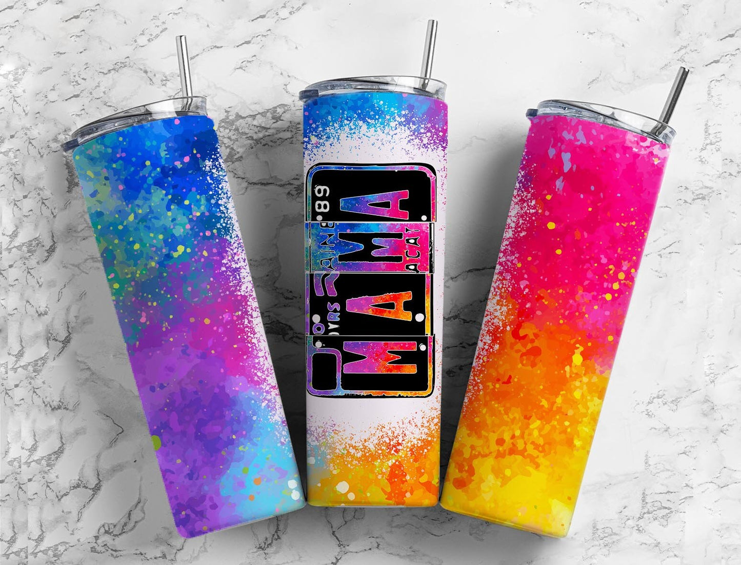 Alcohol Ink Pink 20oz Sublimation Tumbler Designs, Mama Number Plate9.2 x 8.3” Straight Skinny Tumbler, Tumbler Wrap PNG