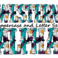 Turquoise daisy Doodle Letters Western Alphabet, Pink leopard print Alphabet PNG, Entire Doodle Alphabet Uppercase and Numbers PNG