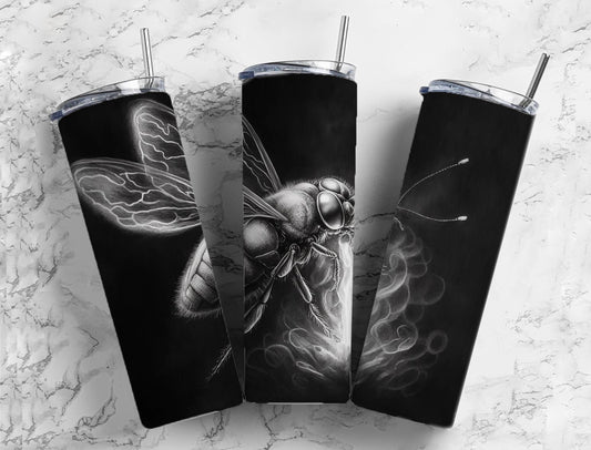 Bee 20oz Sublimation Tumbler Designs, Charcoal Painting 9.2 x 8.3” Straight Skinny Tumbler, Tumbler Wrap PNG