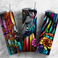 Zebra stained glass 20oz Sublimation Tumbler Designs, neon rainbow 9.2 x 8.3” Straight Skinny Tumbler Wrap