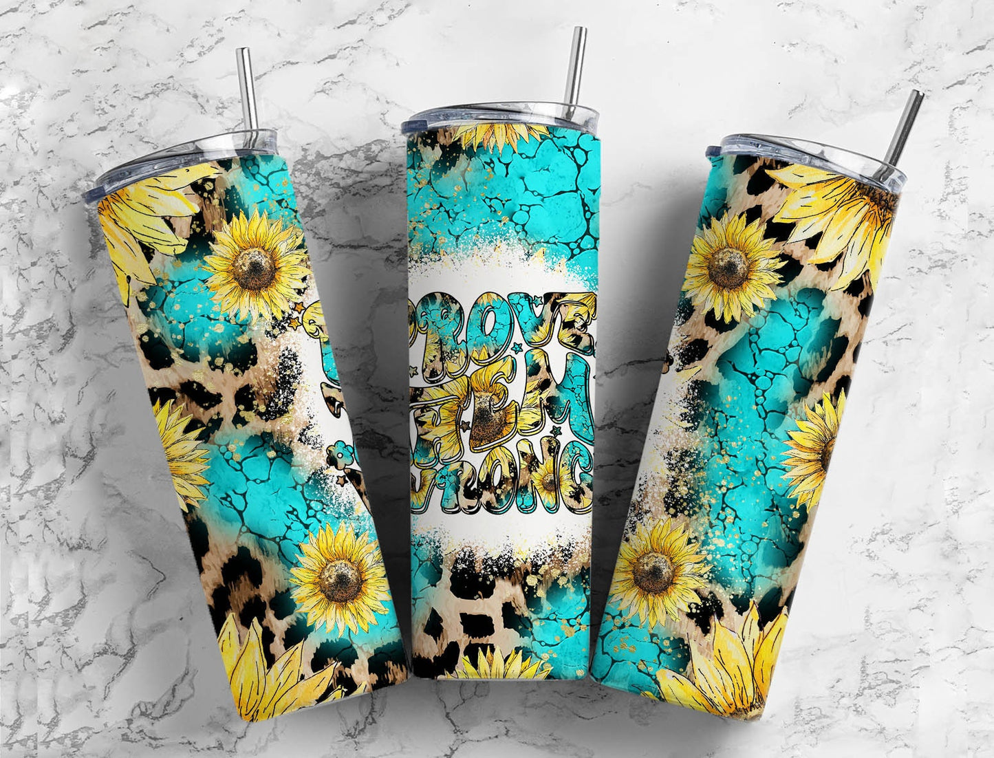 Cow print sunflowers 20oz Sublimation Tumbler Designs, prove them wrong 9.2 x 8.3” Straight Skinny Tumbler Wrap PNG