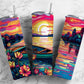 Colorful river sunset 20oz Sublimation Tumbler Designs, wooden boat 9.2 x 8.3” Straight Skinny Tumbler Wrap PNG