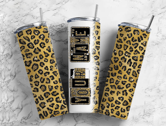 Cheetah print Number Plate 20 oz Tumbler with Matching Alphabet PNG, Animal print Alphabet PNG Digital Download