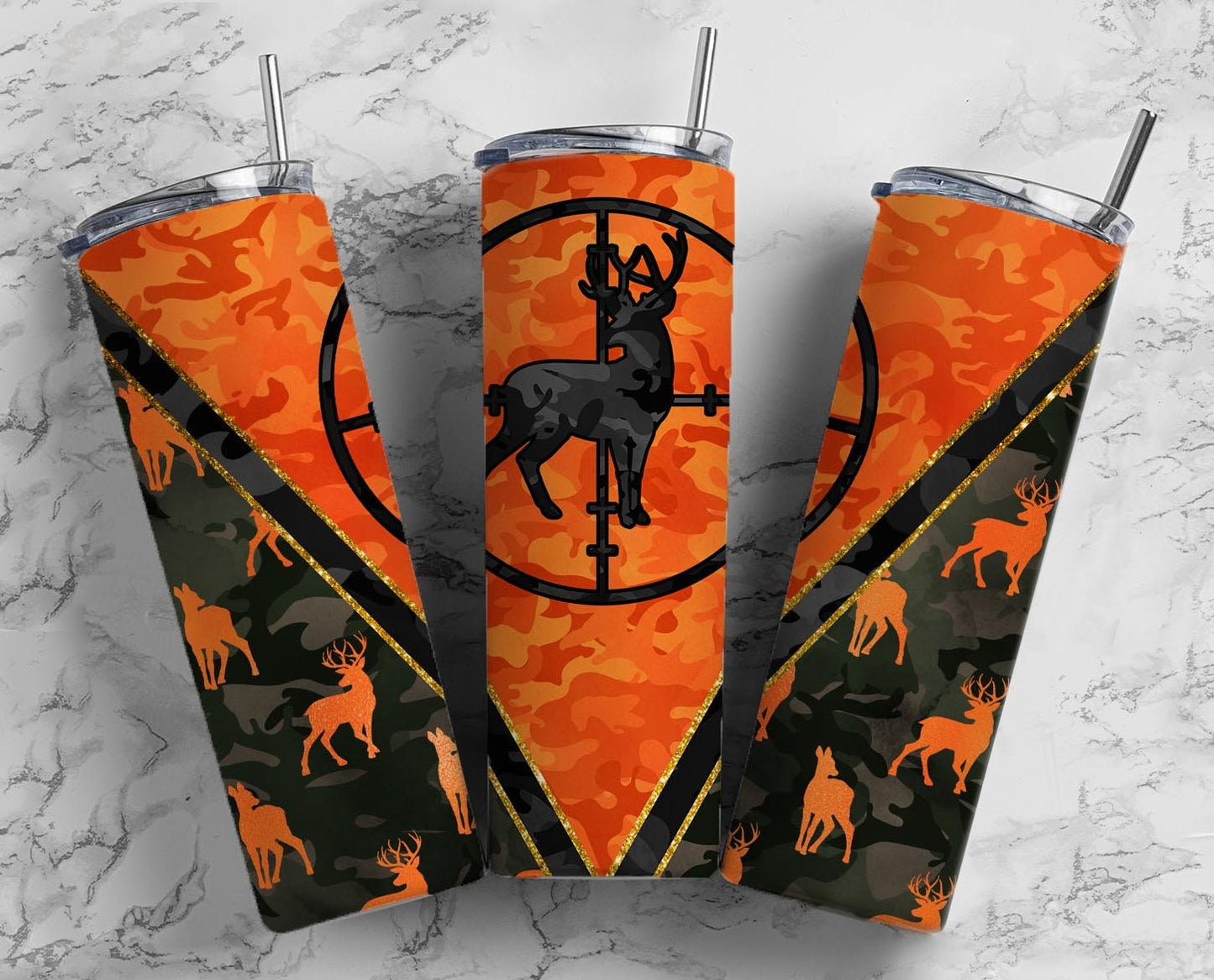 Deer Hunting 20oz Sublimation Tumbler Designs, Camo Orange 9.2 x 8.3” Straight Skinny Tumbler Wrap, Mens Tumbler (2023-04-18 23.43.13)