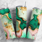 Pink green and gold 20oz Sublimation Tumbler Designs, Acrylic pour 9.2 x 8.3” Straight Skinny Tumbler Wrap PNG