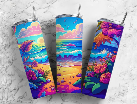 Field Planet 20oz Sublimation Tumbler Designs, Landscape Vibrant 9.2 x 8.3” Straight Skinny Tumbler, Tumbler Wrap PNG