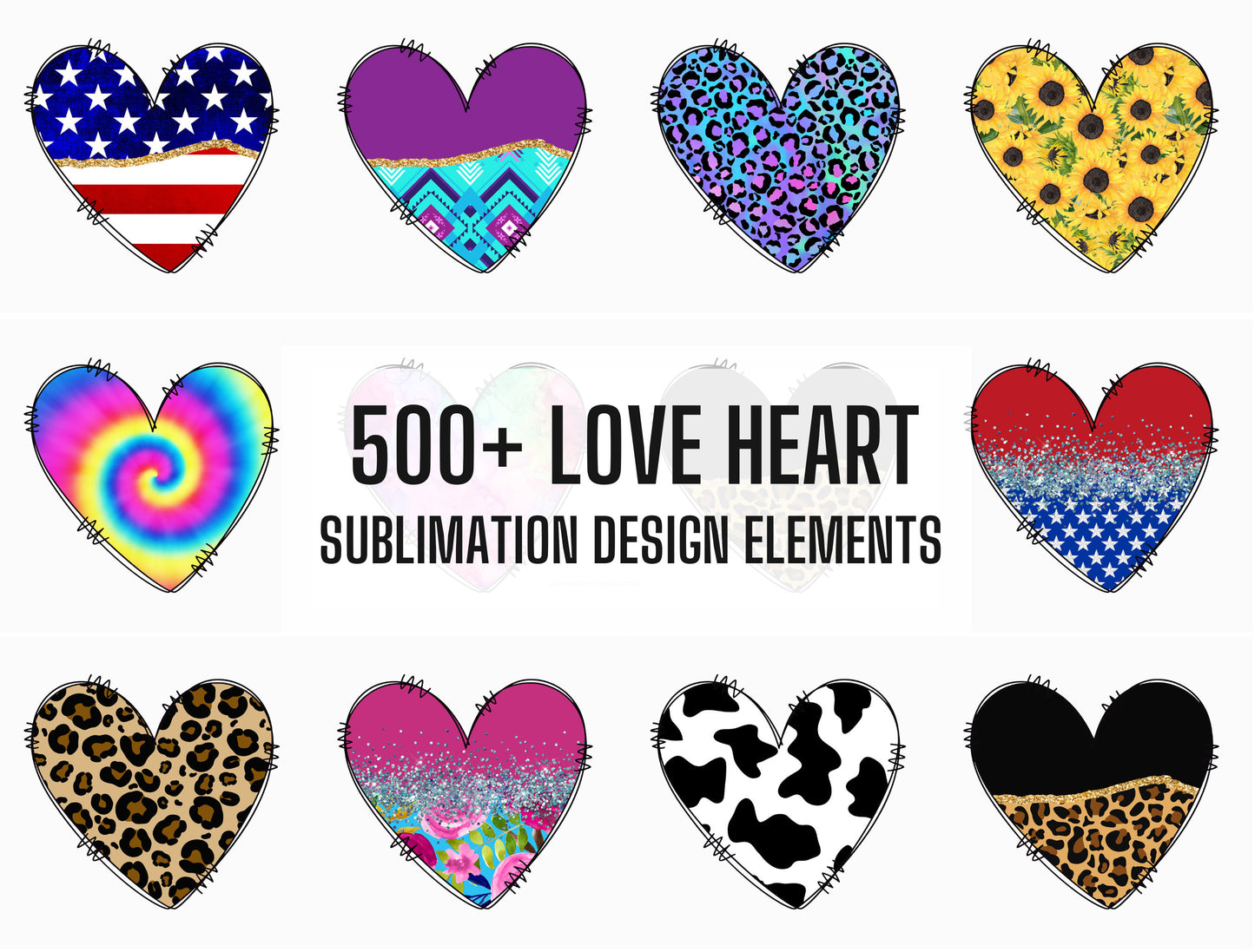 500+ Doodle Love Heart Design Elements, Commercial Use, Sublimation Design Bundle, Doodle Peace Love Clip Art, Sublimation PNG