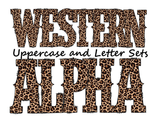 Brown leopard print Doodle Letters Western Alphabet, Animal print Alphabet PNG, Entire Doodle Alphabet Uppercase and Numbers PNG