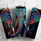 Rainbow elephant 20oz Sublimation Tumbler Designs, Colorful neon 9.2 x 8.3” Straight Skinny Tumbler Wrap PNG