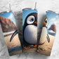 Cartoon penguin 20oz Sublimation Tumbler Designs, ice landscape 9.2 x 8.3” Straight Skinny Tumbler Wrap PNG