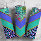 Purple and Teal 20oz Sublimation Tumbler Designs, Neon V Split 9.2 x 8.3” Straight Skinny Tumbler Wrap