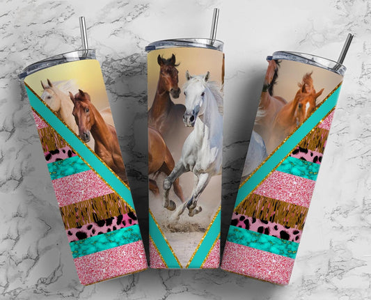 Tribal Horse 20oz Sublimation Tumbler Designs, Aztec Country Western 9.2 x 8.3” Straight Skinny Tumbler, Horse Lover Wrap PNG