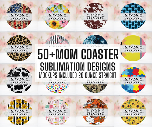 50+ Mom Split Car Coaster Sublimation Mega Bundle, MOCKUPS INCLUDED, Mother Sublimation Coaster, Sublimation Designs, Car Coaster Design PNG