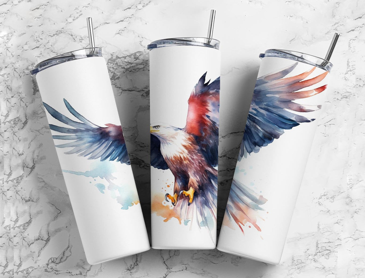 Colorful eagle 20oz Sublimation Tumbler Designs, Flying bird 9.2 x 8.3” Straight Skinny Tumbler Wrap PNG