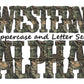 Camo green Doodle Letters Western Alphabet, Hunting print Alphabet PNG, Entire Doodle Alphabet Uppercase and Numbers PNG