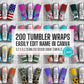 Glitter Mega Bundle 200 Editable Canva Tumbler Templates, Add Your Own Name, Canva Template, 9.2x8.3 Seamless Tumbler Wrap Designs