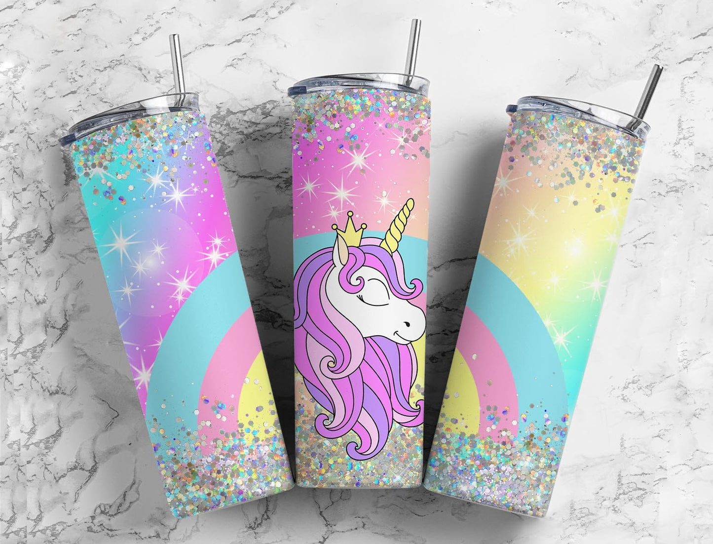 Rainbow Unicorn 20oz Sublimation Tumbler Designs, Unicorn PNG, 9.2 x 8.3” Straight Skinny Tumbler Wrap, Sublimation Download Design