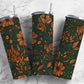 retro floral 20oz Sublimation Tumbler Designs, orange flower 9.2 x 8.3” Straight Skinny Tumbler Wrap PNG