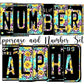 Turquoise Sunflower Number Plate Alphabet Uppercase Numbers PNG, Leopard Alphabet PNG Digital Download